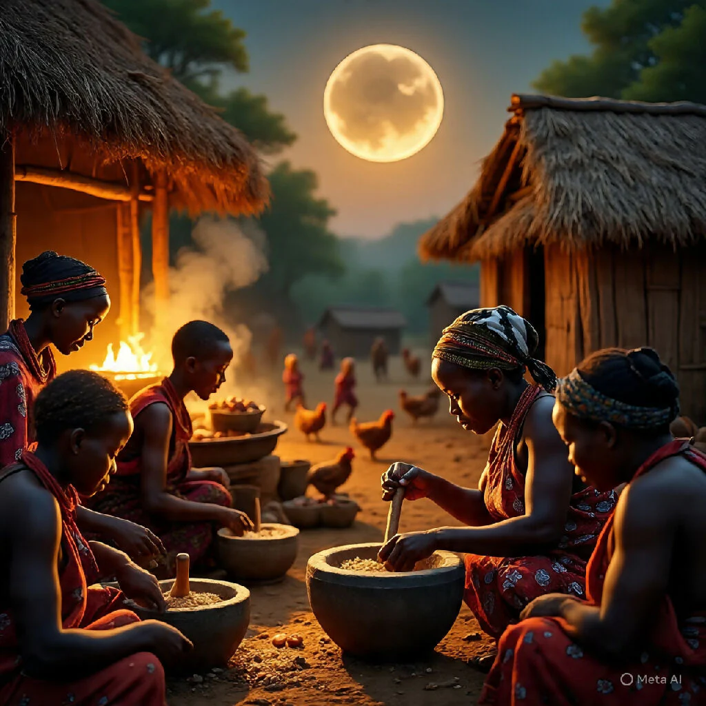 A beautiful view of an African village dinner time; a feeling of African nostalgia