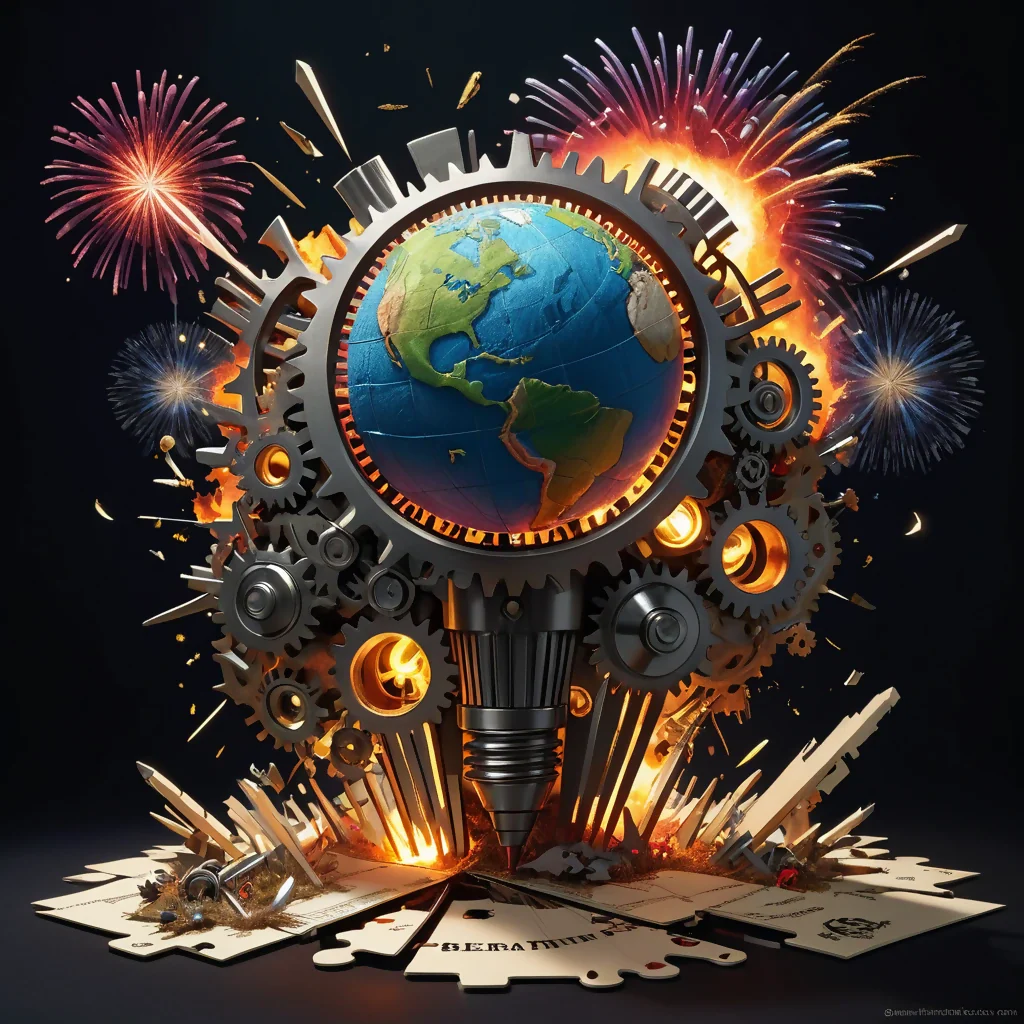 A detailed photorealistic image of the Earth explosion The planet is engulfed in a dramatic explosion. Behind it, a backdrop of stars and galaxies provides a cosmic perspective - Image 4