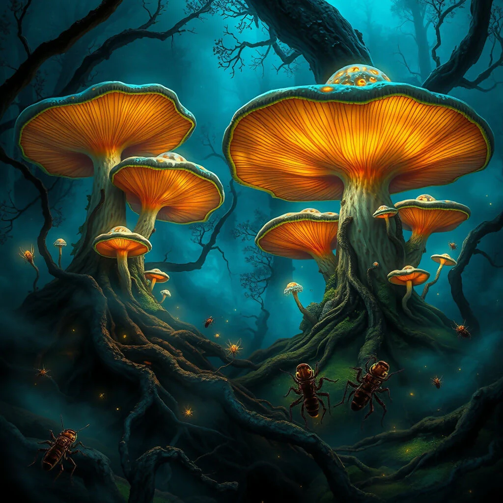 A fantasy-inspired mushroom forest