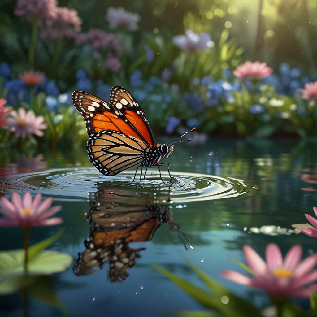 A graceful butterfly, with intricate, vibrant wings 4