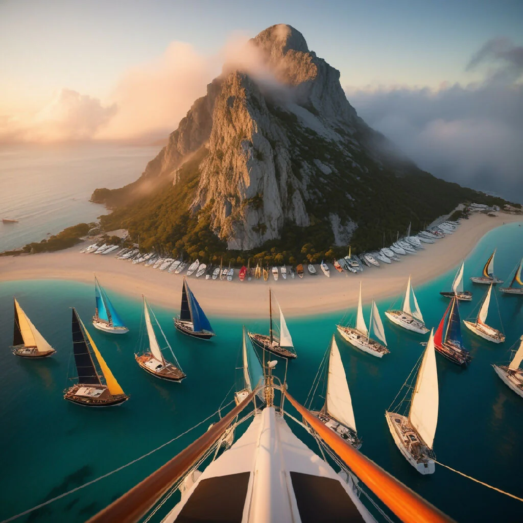 A group of boats docked on the beach next to the mountains. A magical view #3 - Image 5