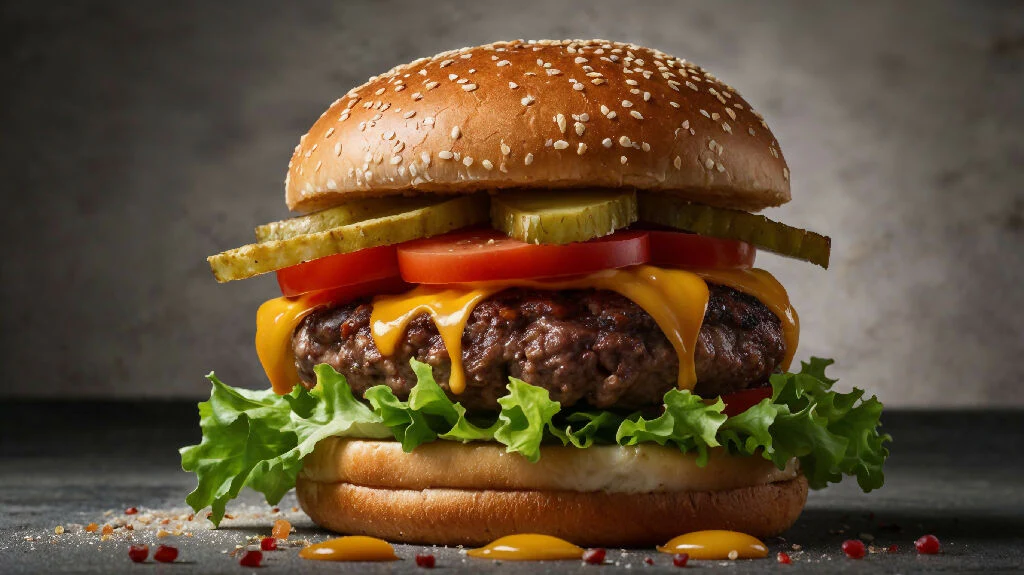 A handmade juicy burger