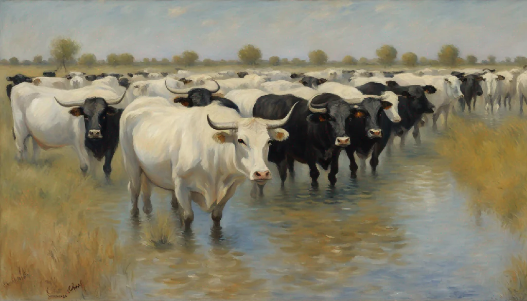 A herd of bulls in french Camargue