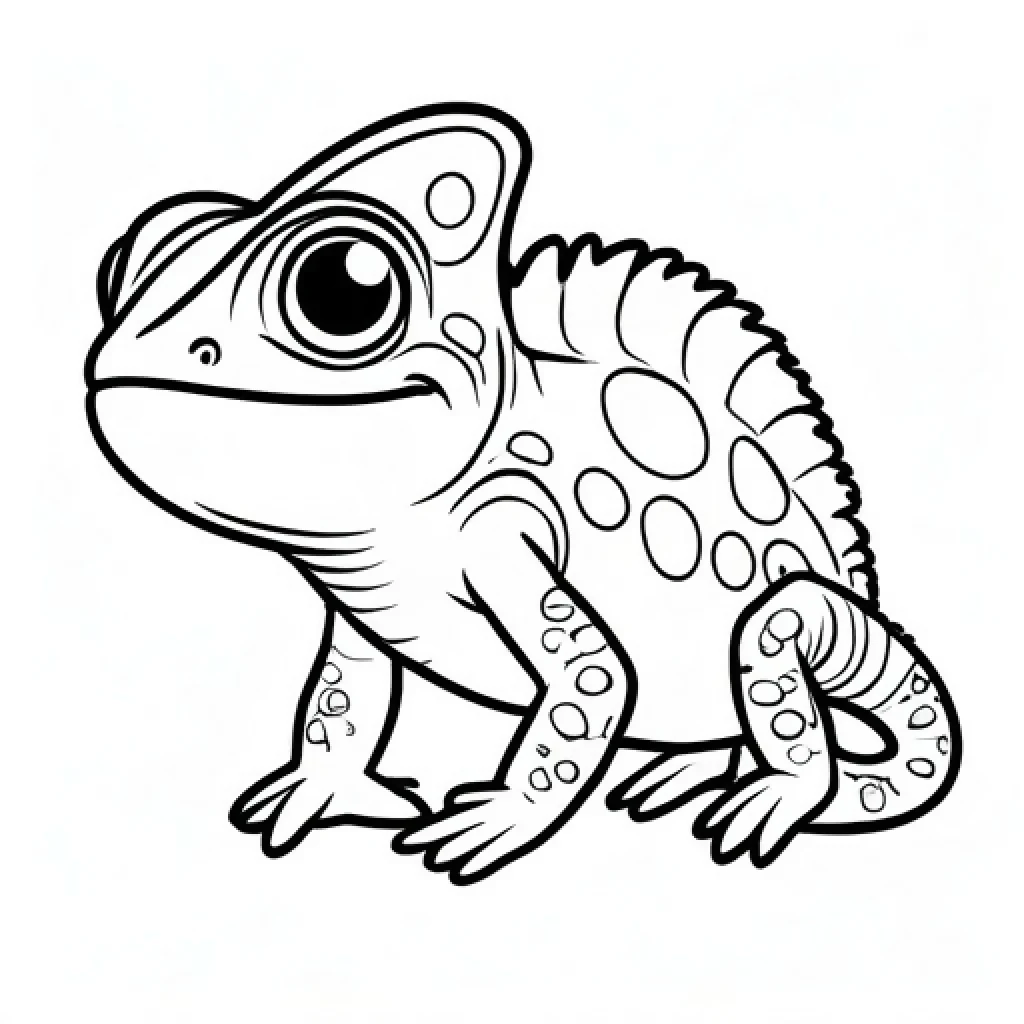 A lovable happy chameleon character