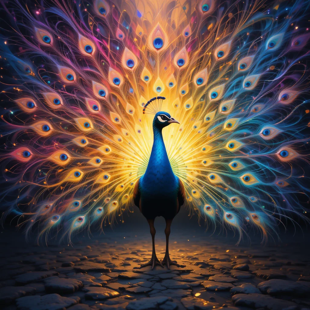 A peacock with electric rainbow feathers - Image 2