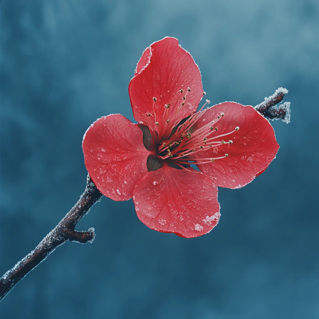 A Resilient Red Plum Blossom