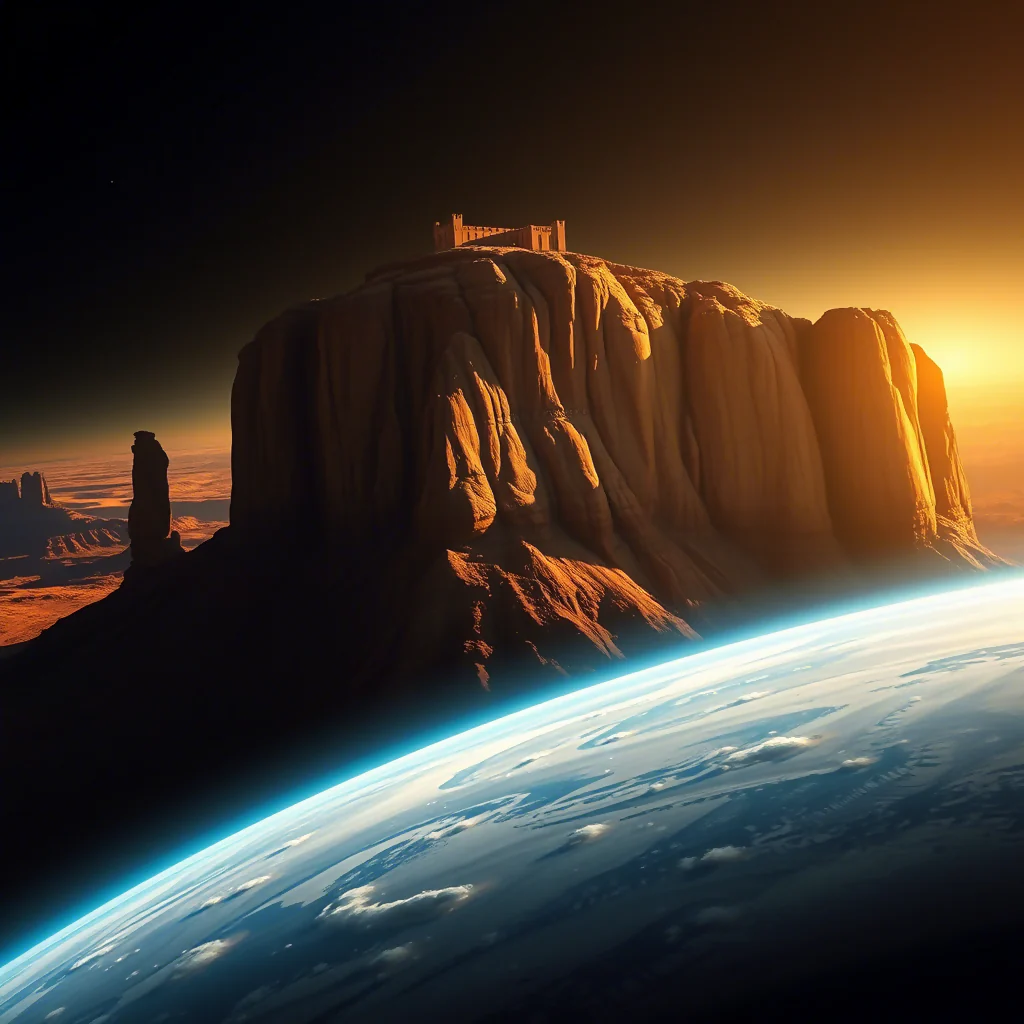 A Ruined Castle Under a Cosmic Sunset