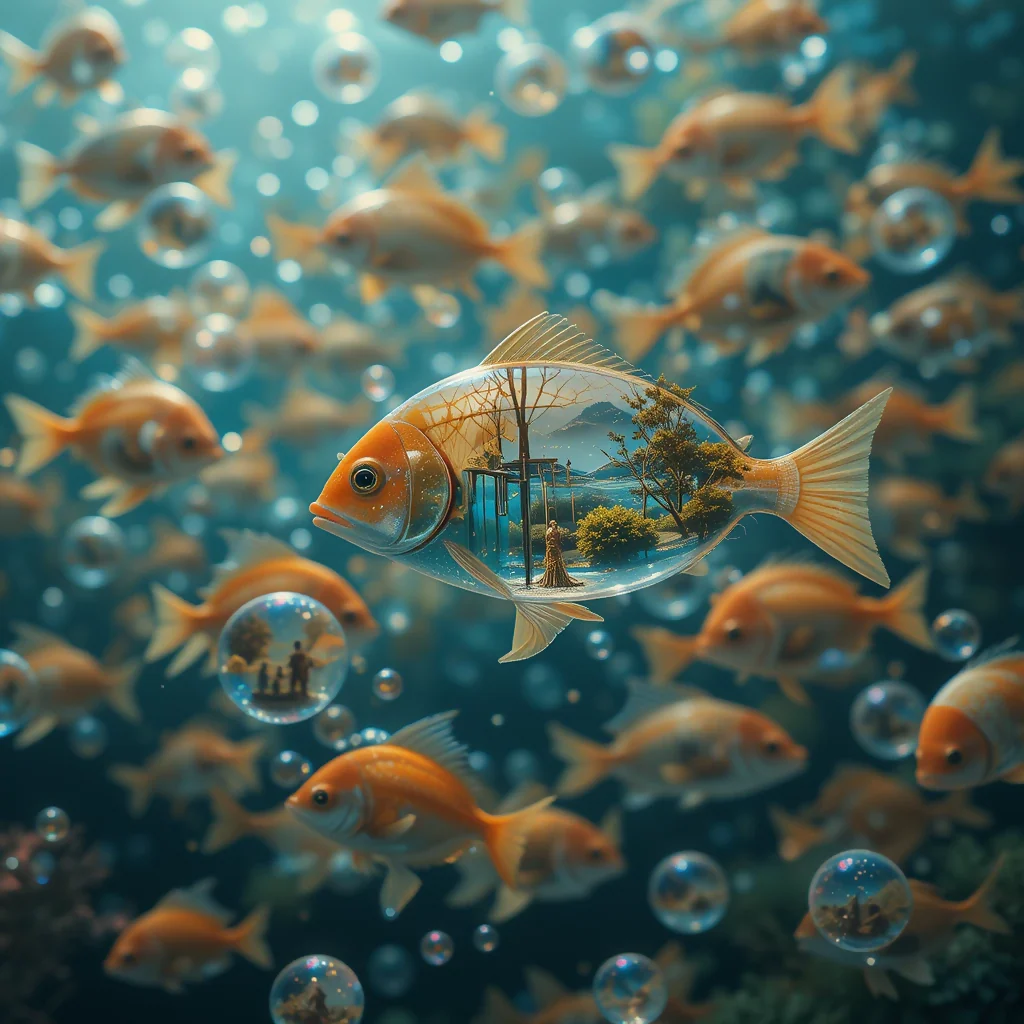 A School of Fish Through the Air