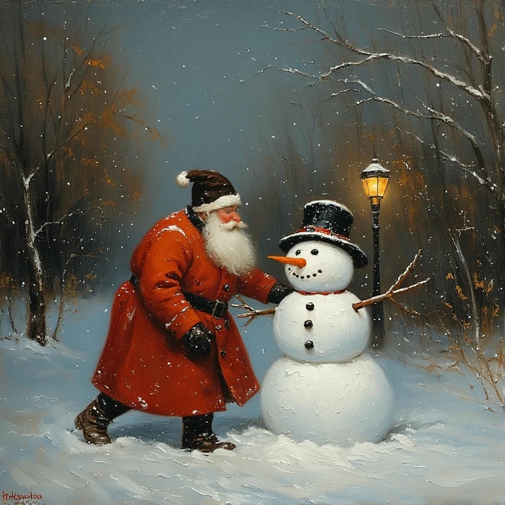 A Winter's Whimsy - Santa and the Snowman