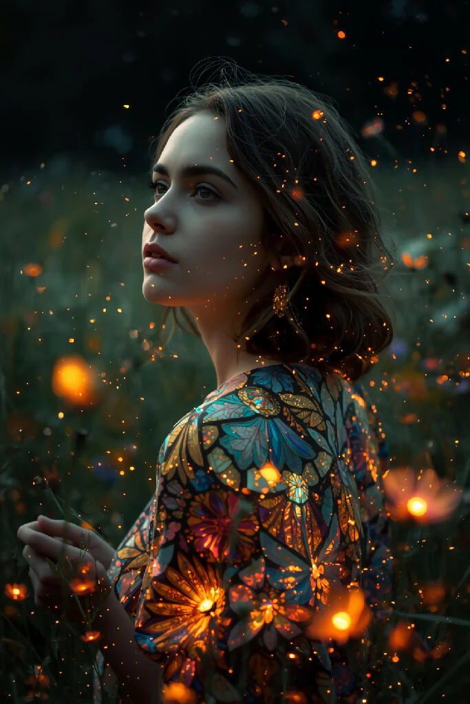 A womanwaked up in a meadow