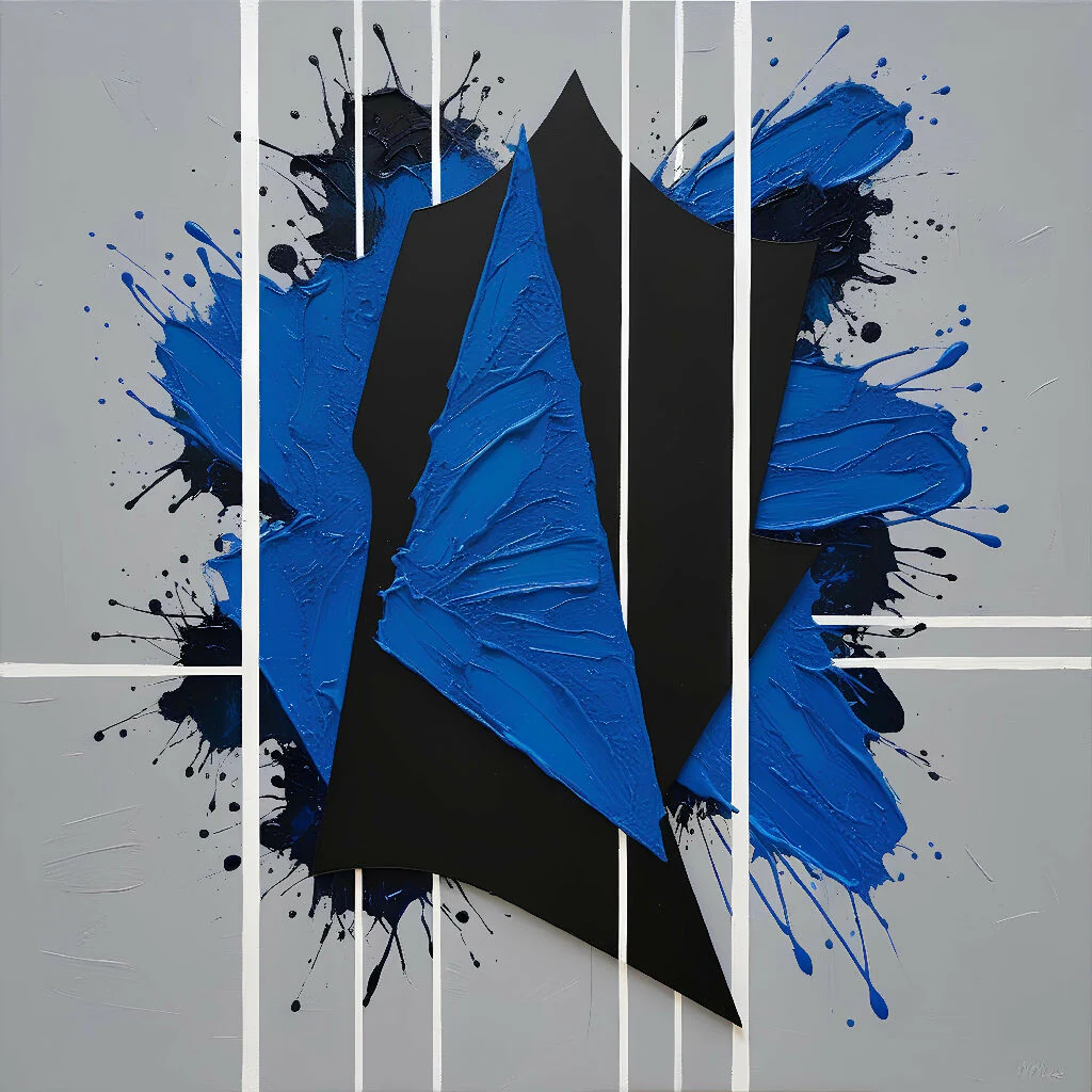 Abstract Blue & Black paint V3