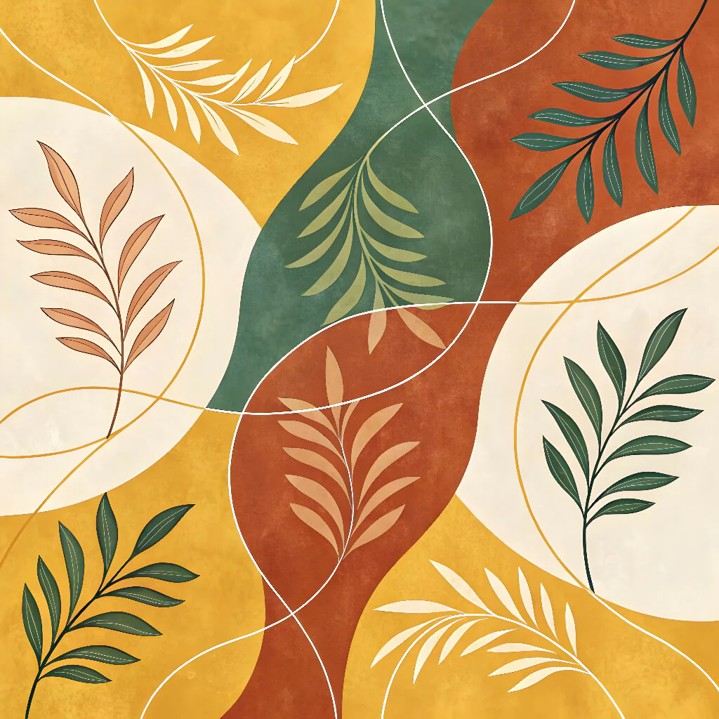 Abstract Botanical Digital Art Print Modern Leaf Wall Decor
