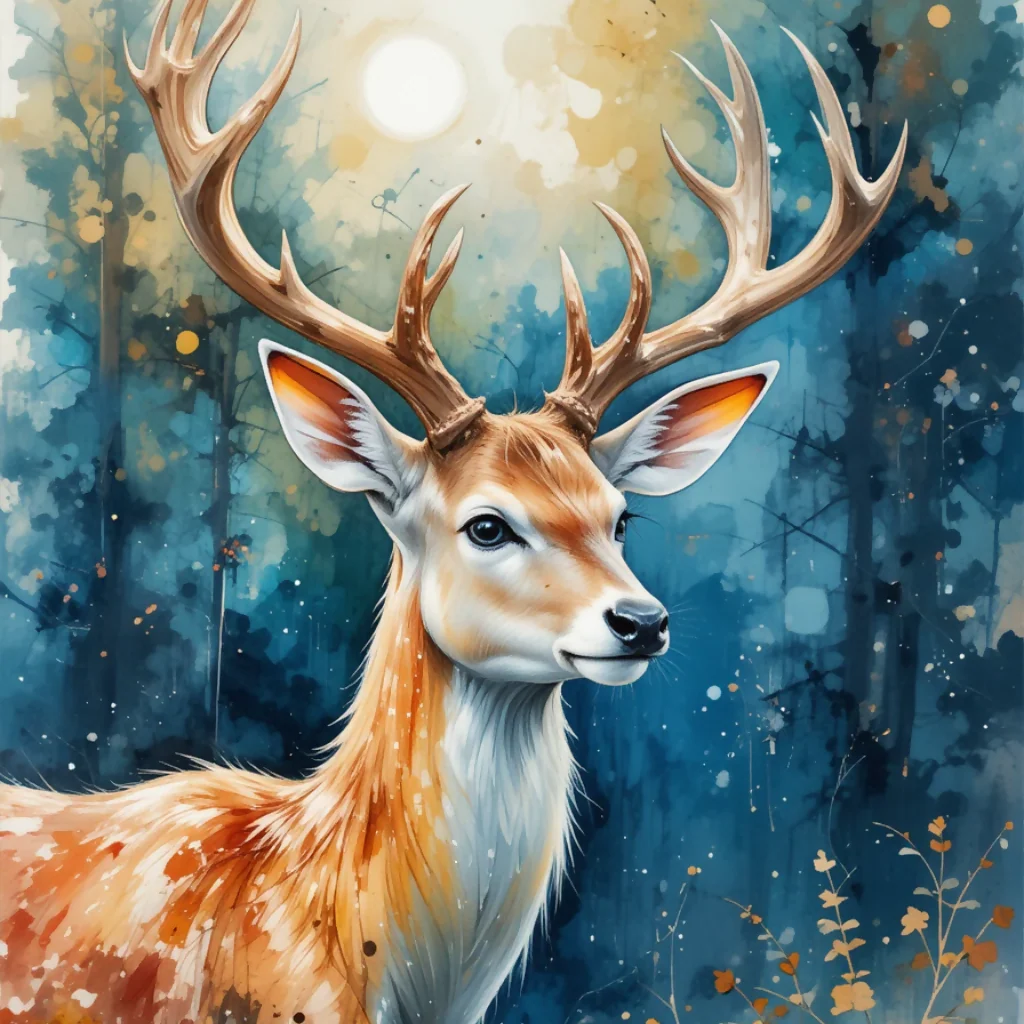 Abstract Deer in Watercolor