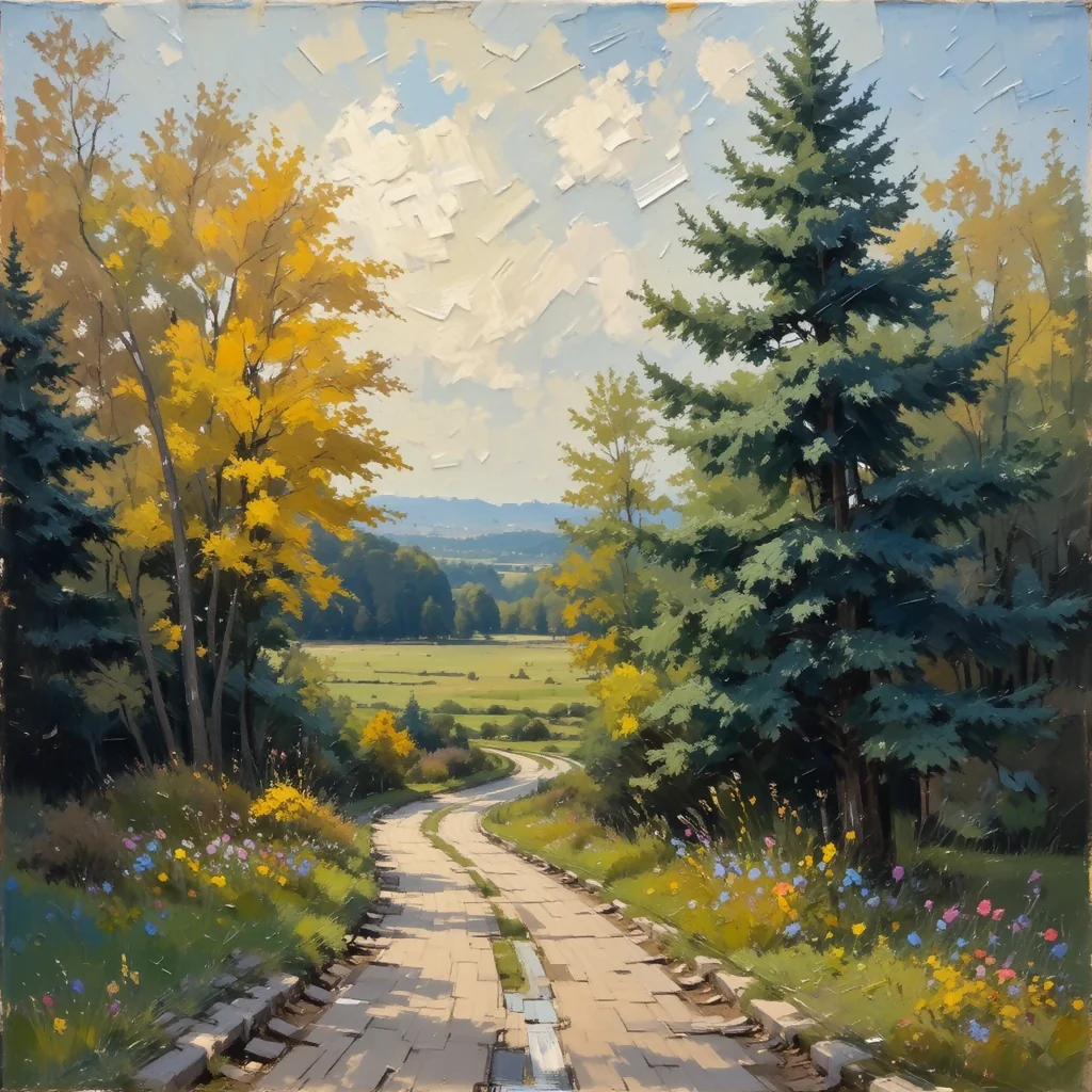 Abstract impressionist landscape painting