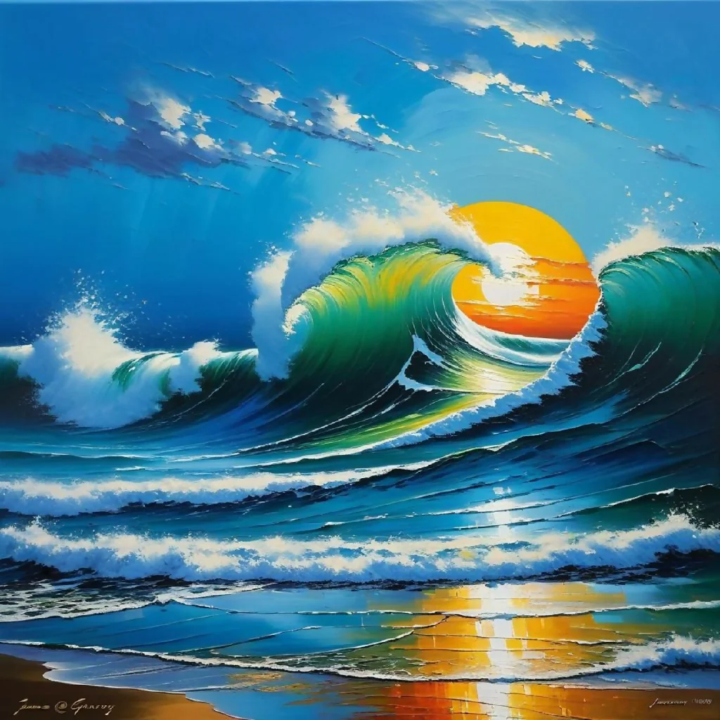 Abstract Painting landscape waves tsunami - Image 4