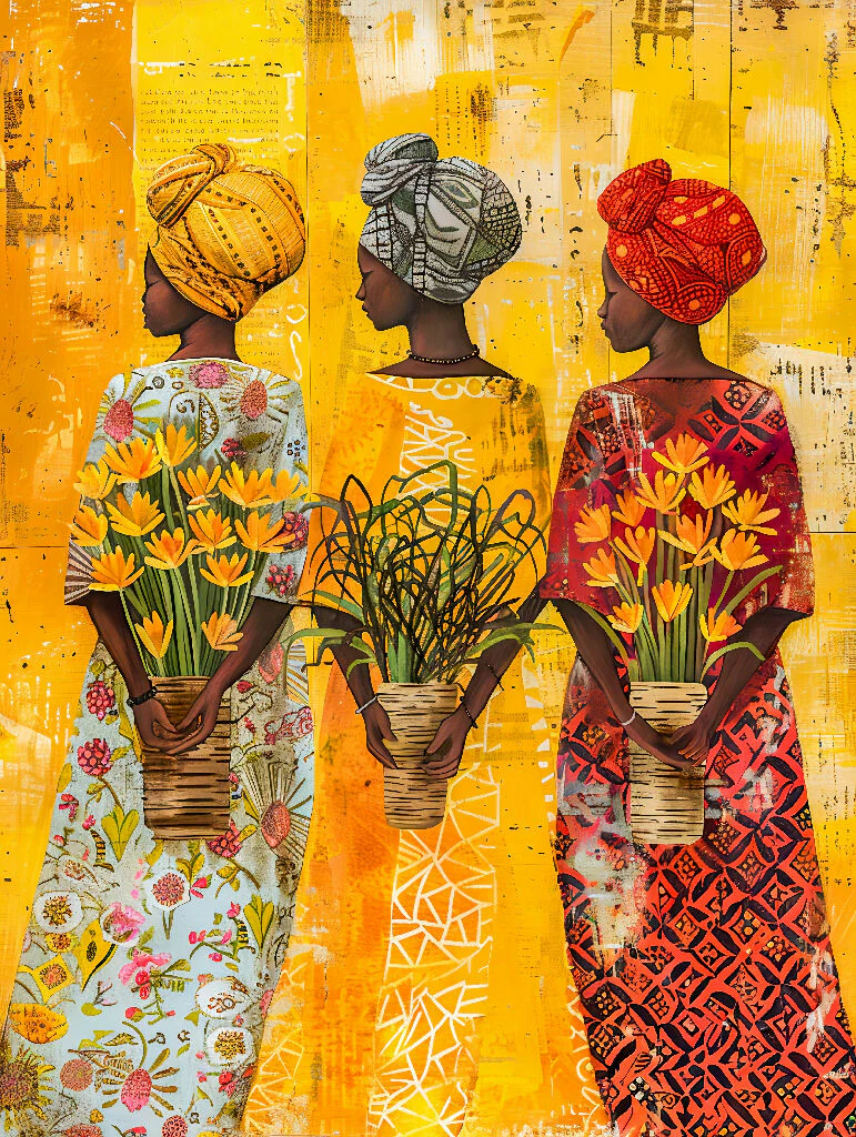 African Women with Flowers
