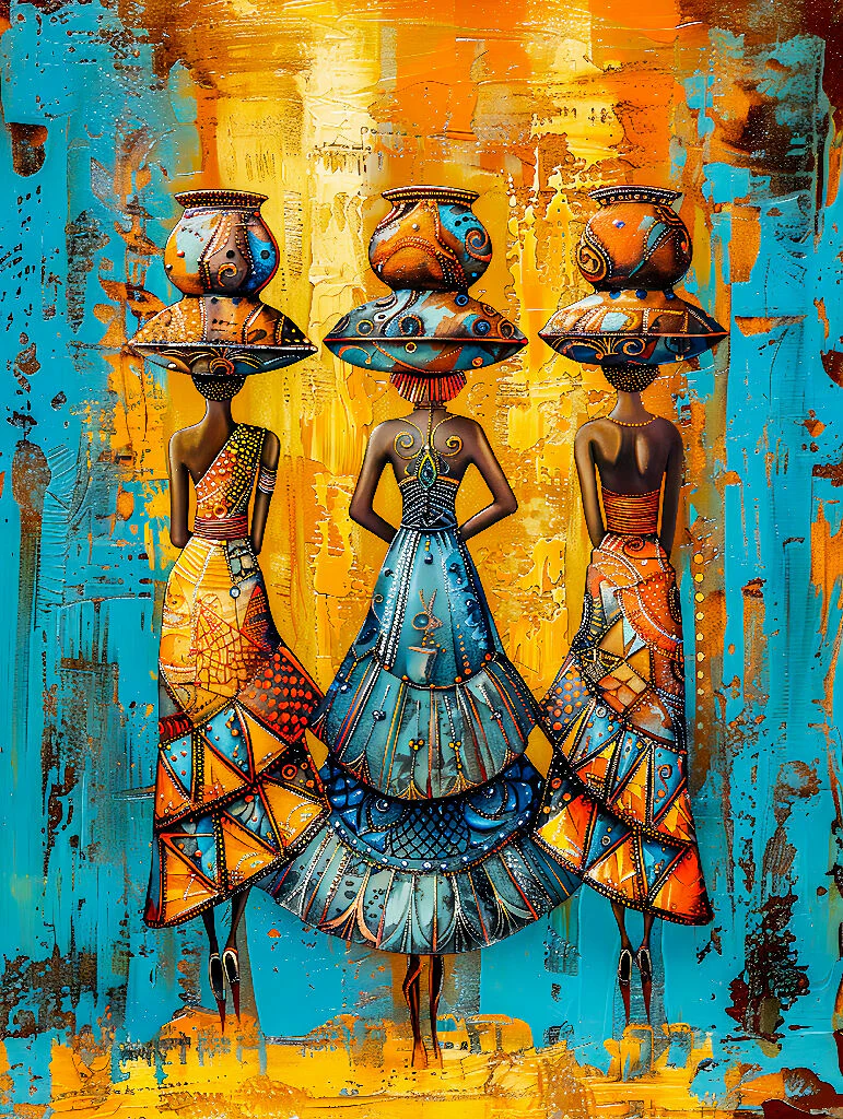 African Women with Water Jugs