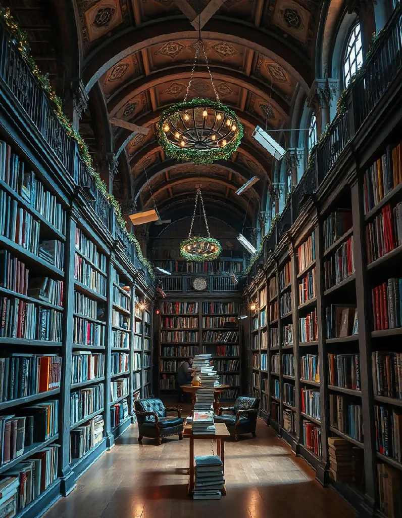 AI image of a fictional library