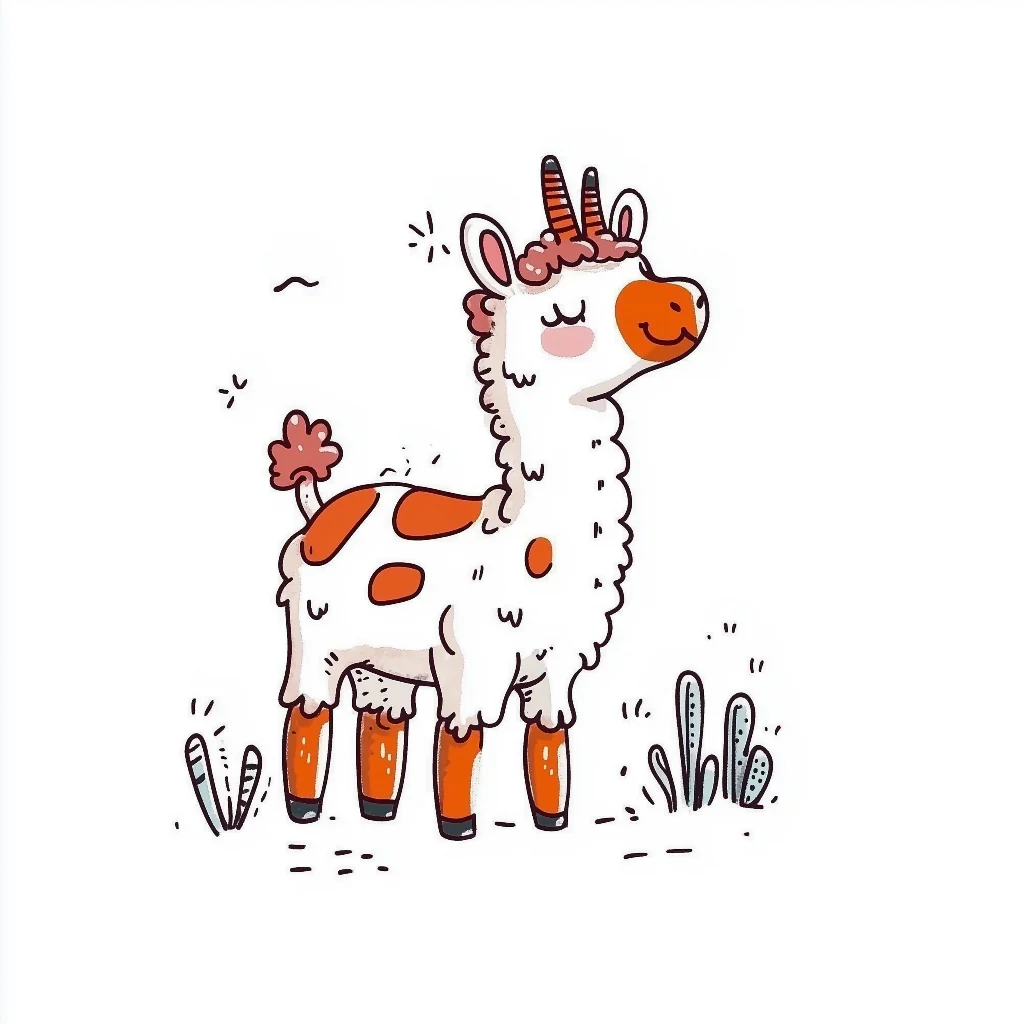 Alpaca Illustration on White Background
