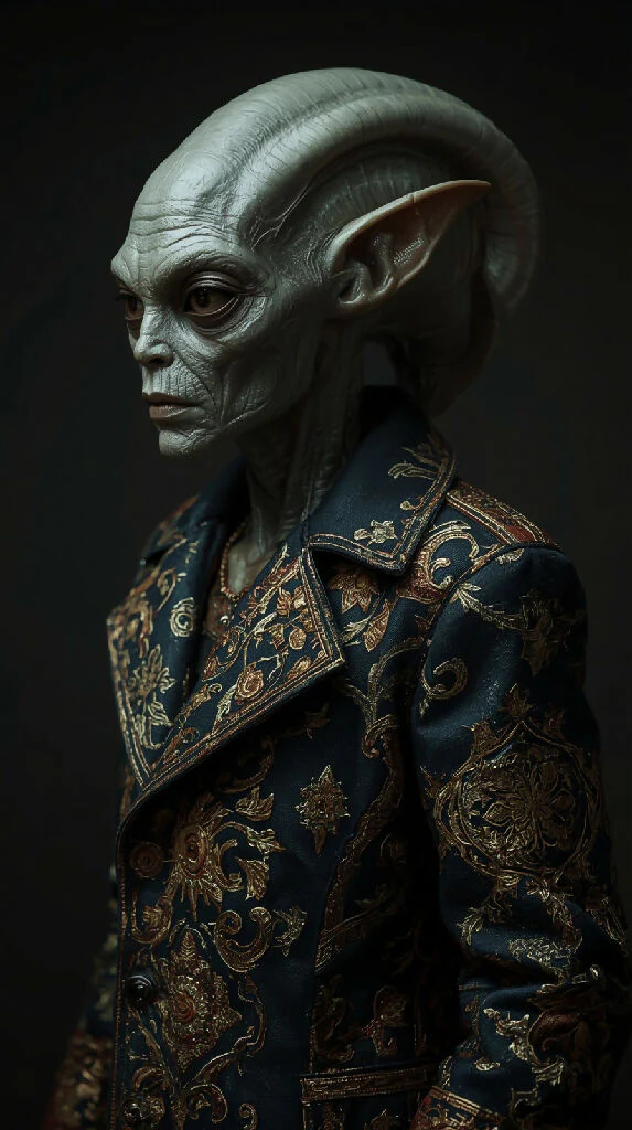 an alien with an ornate coat --profile ojj3zb4