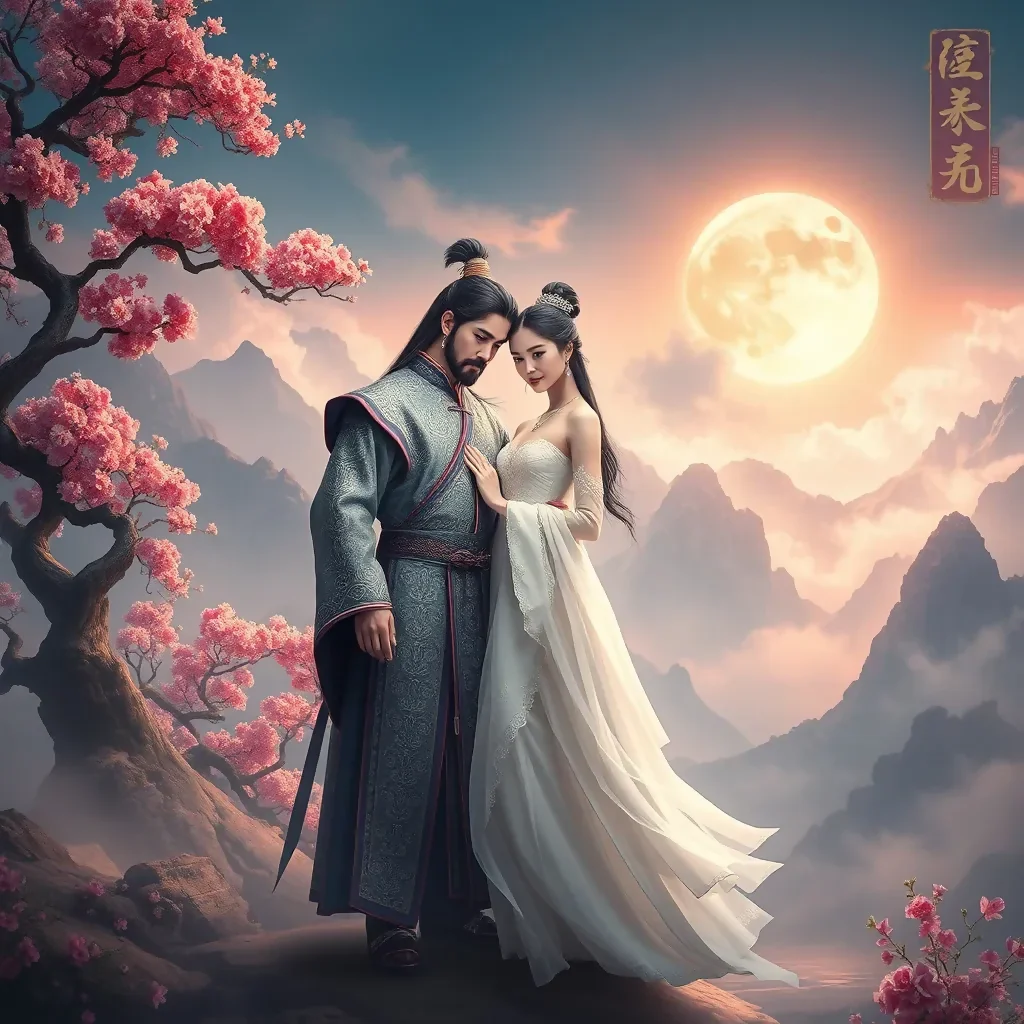 Ancient Chinese Couple in Love During Twilight
