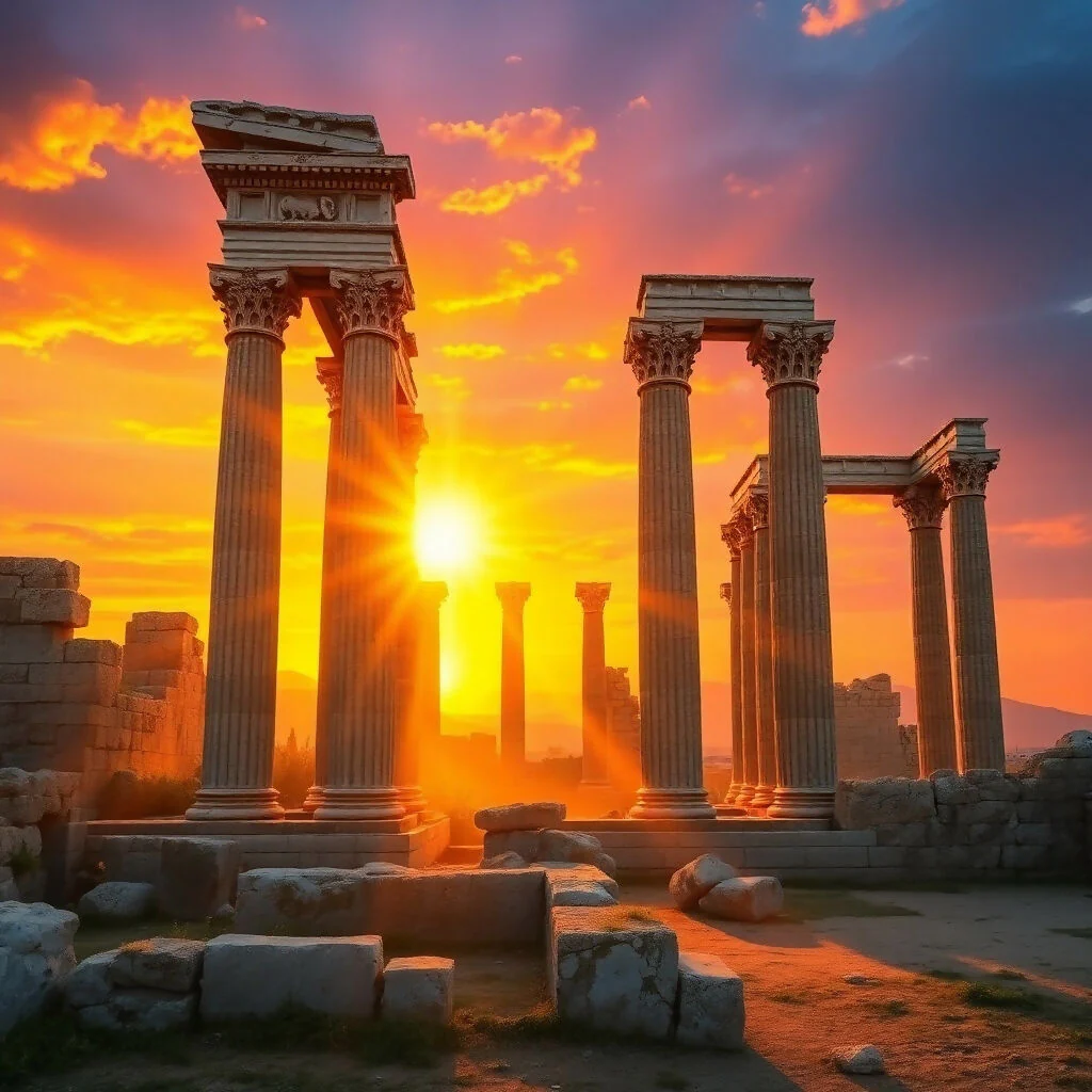 Ancient Columns at Sunset