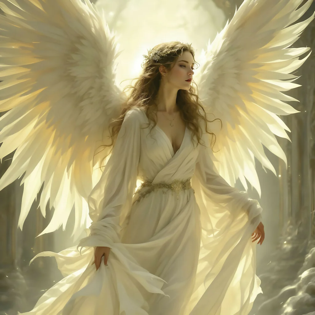 “Angel of Light: Divine Guardian in White”