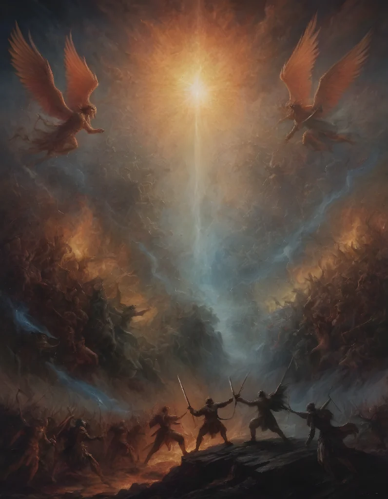 "Angelic Battle of Light and Shadow"