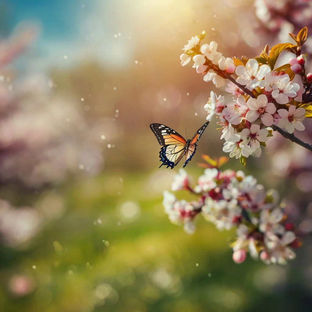 Art blurred nature's Spring blossom background