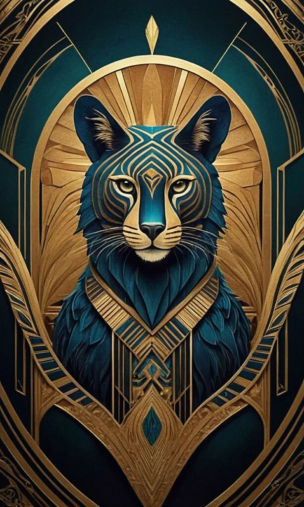Art Deco blue bear