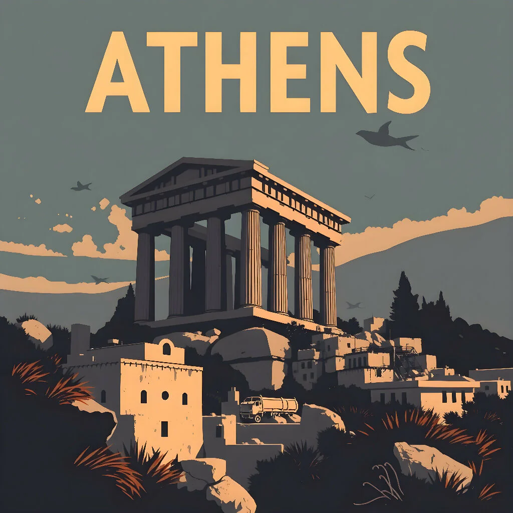 Athens travel poster