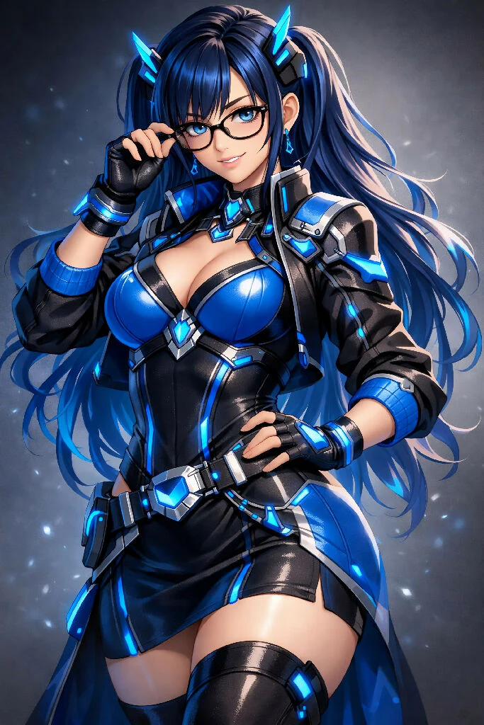 “Azure Hacker – One‑of‑One Nerdy Heroine”