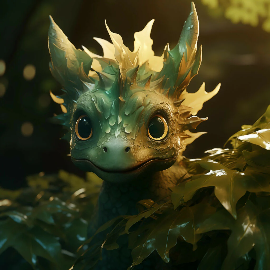 Baby Forest Dragon Face Portrait