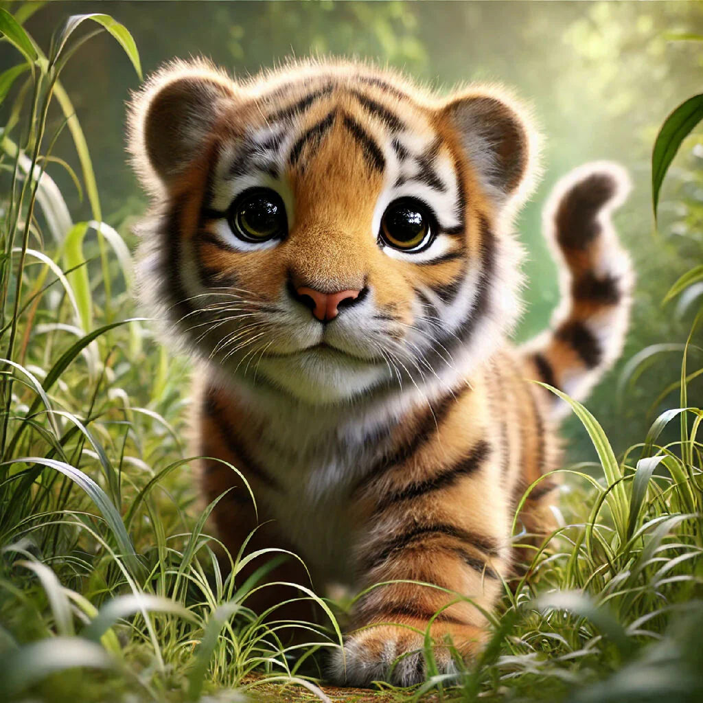 baby tiger in the jungle