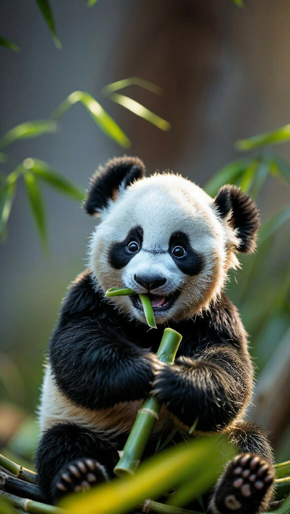 Bamboo Feast: The Adorable Baby Panda