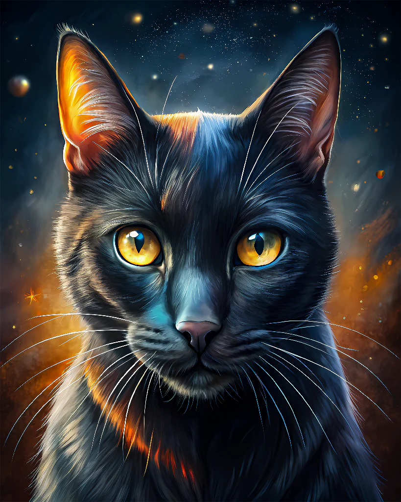 Black cat between daylight and night