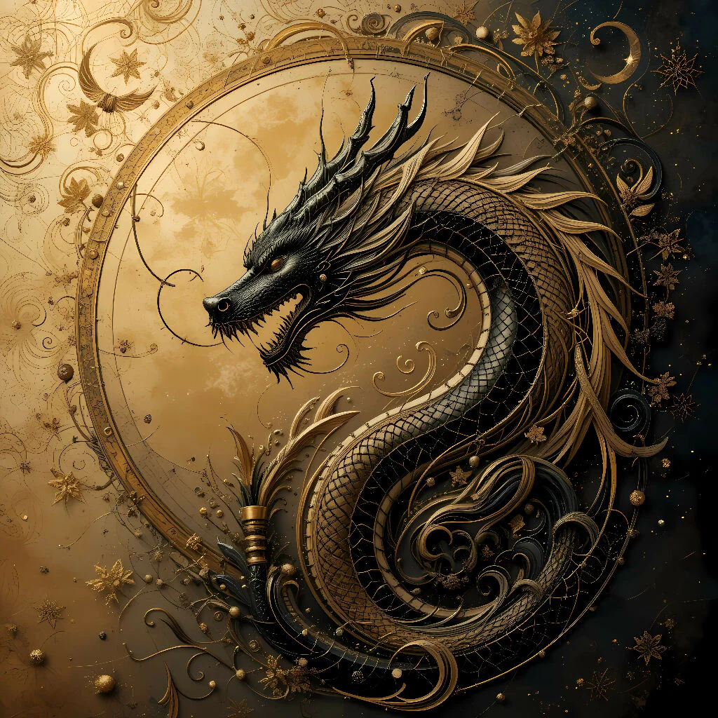Black dragon ikigai style 11
