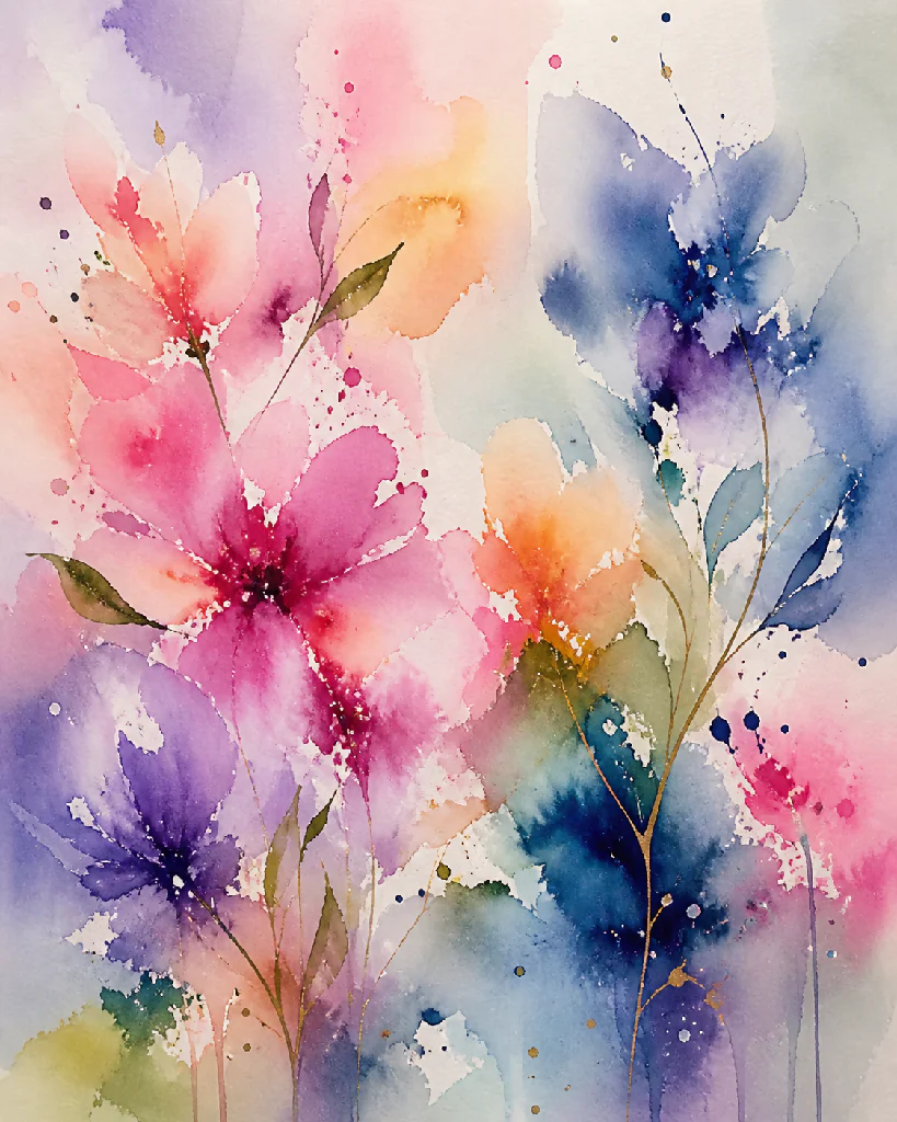 Blooming Harmony in Watercolor
