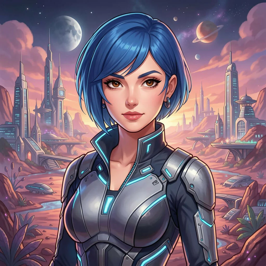 Blue‑Haired Sentinel of the Stars