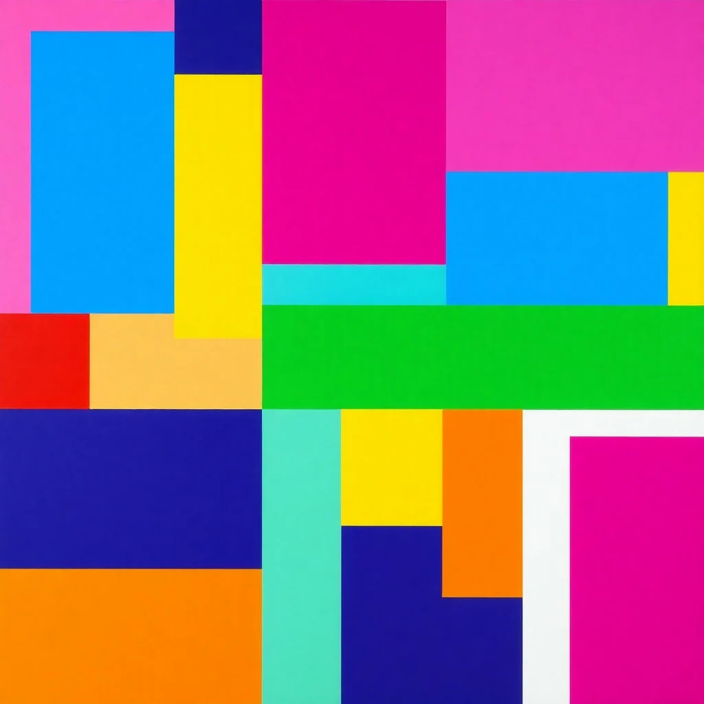 Bold Colorful Geometric Blocks Abstract Modern Art Composition