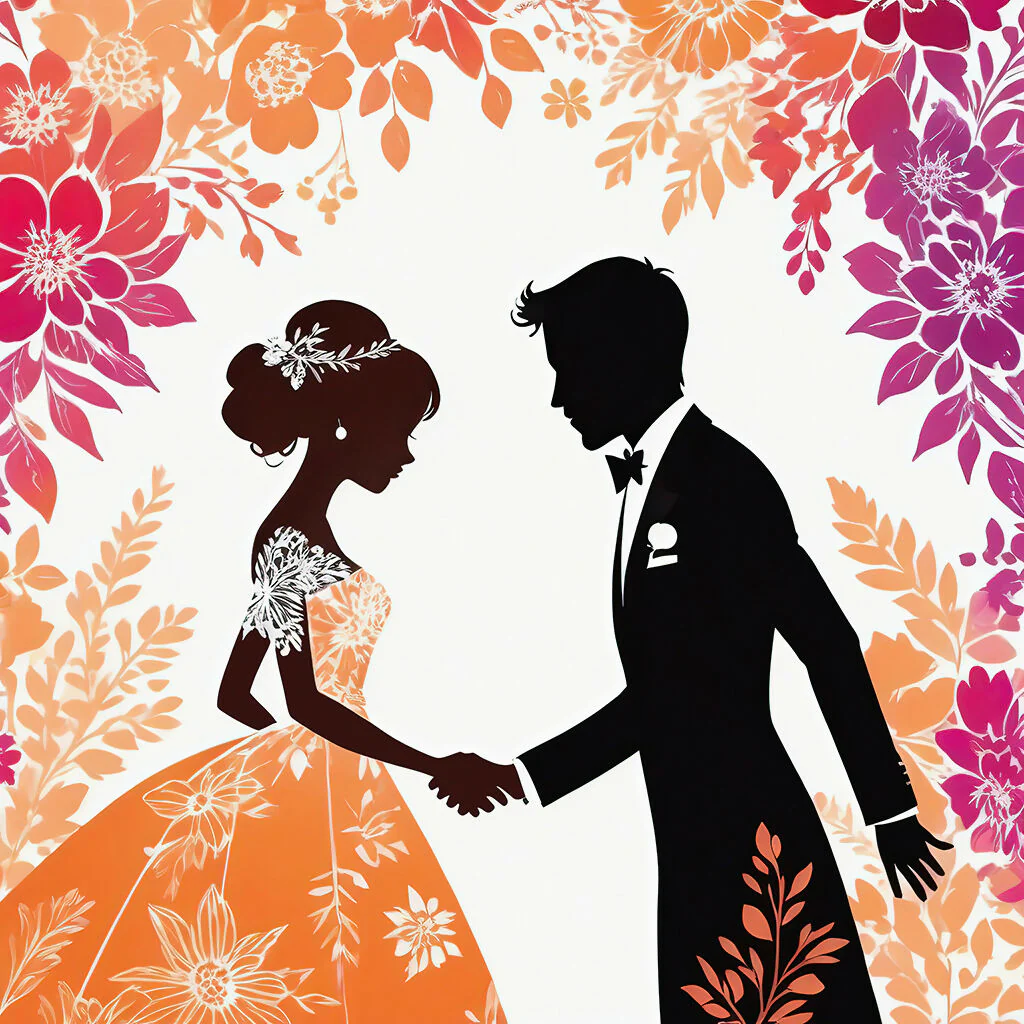 Bride and groom silhouettes