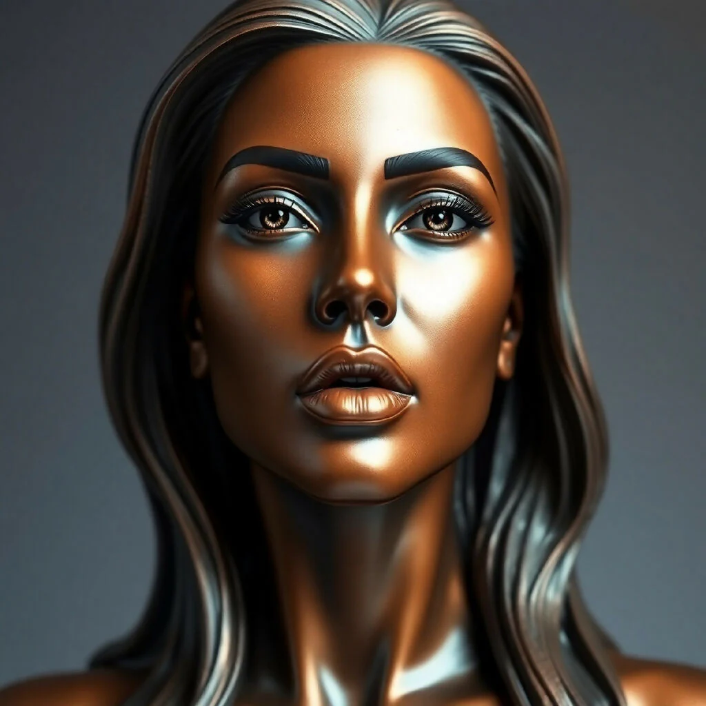 Bronze Elegance – AI Sculpture Portrait
