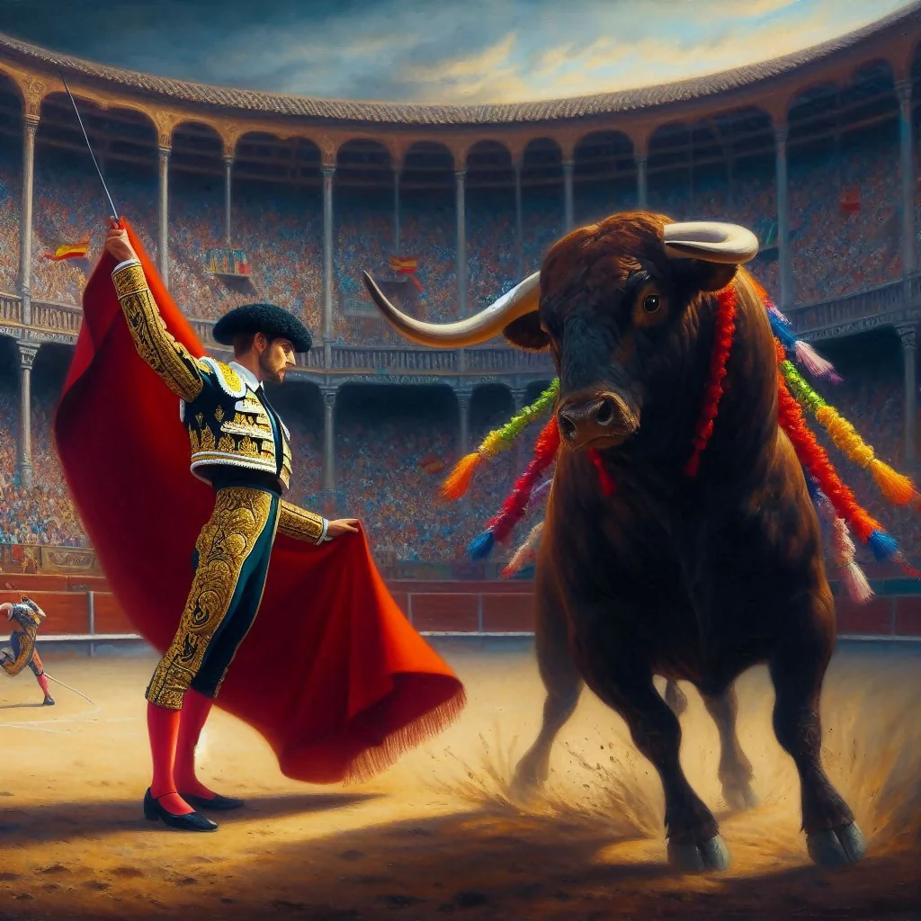 Bull fight scene set of 4 pics - Image 2