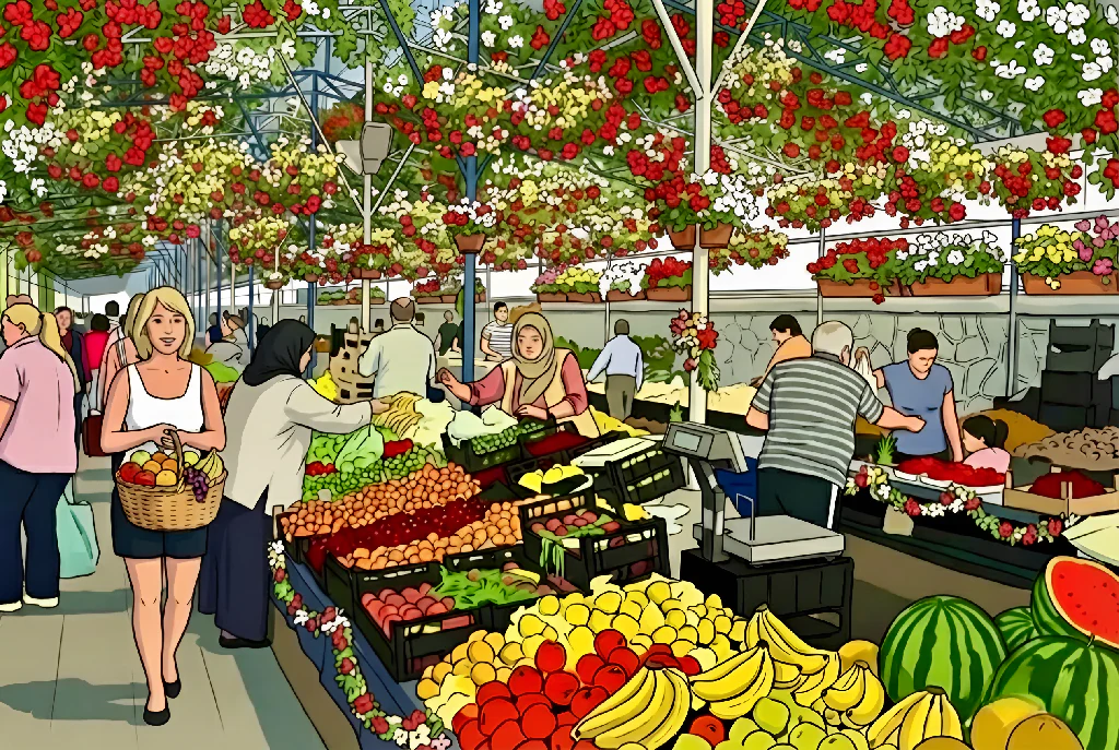 Bustling Outdoor Market Scene
