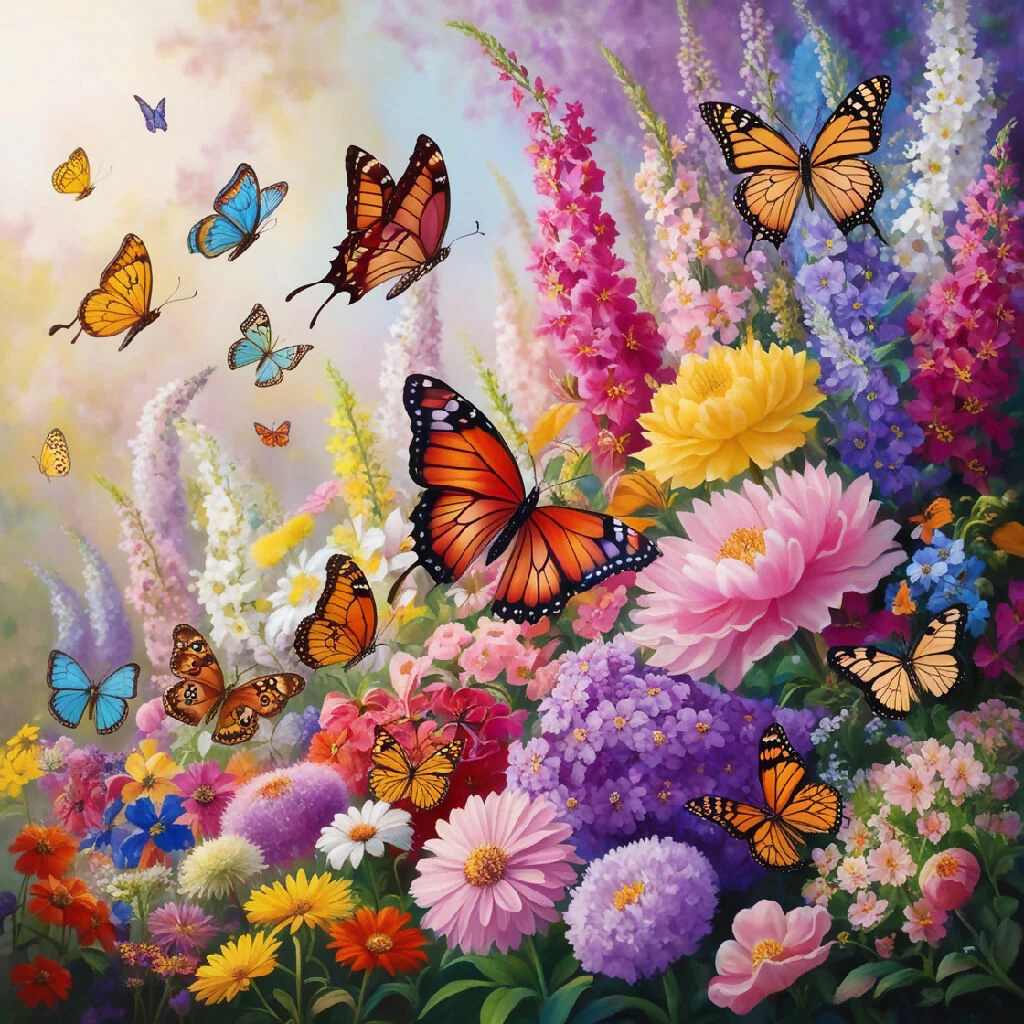 Butterfly Ballet: A Symphony in the Flower Garden - Image 2
