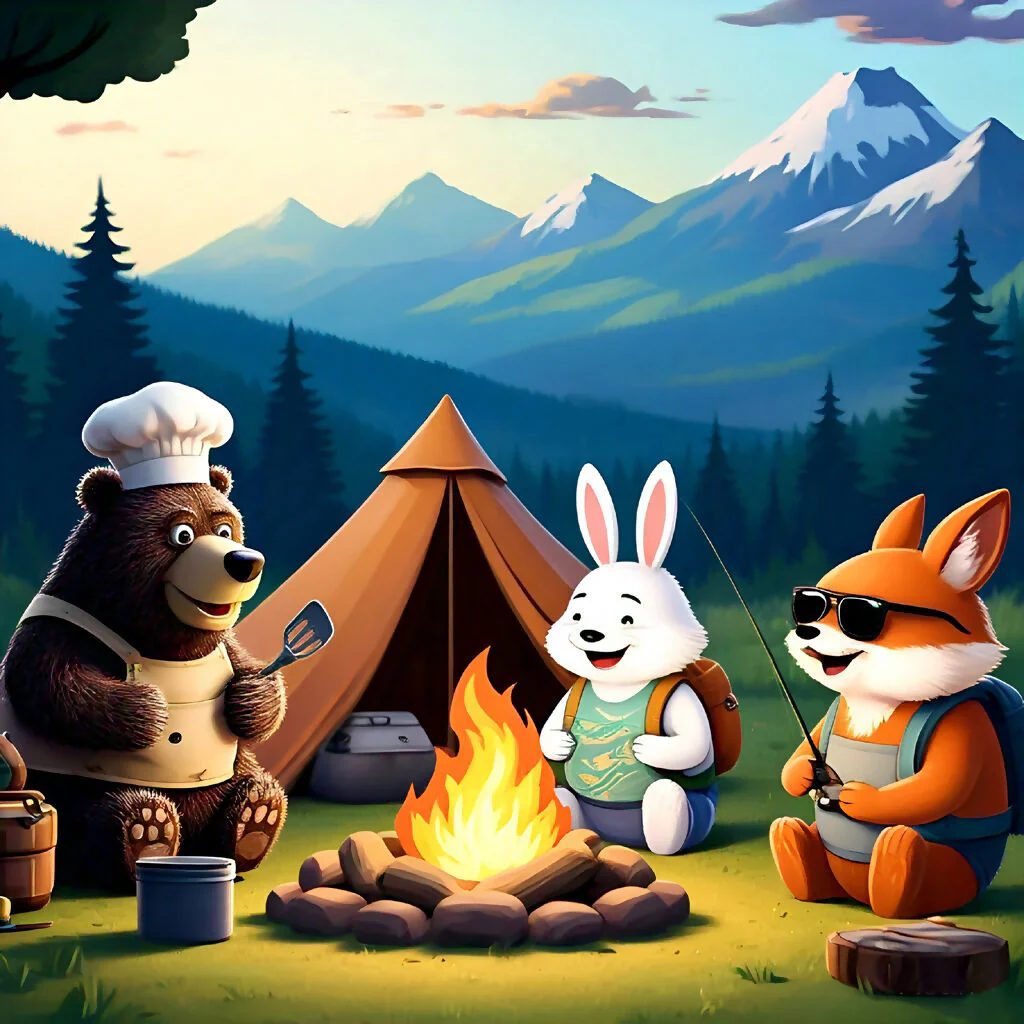 Campfire Companions: Whimsical Wilderness Adventure