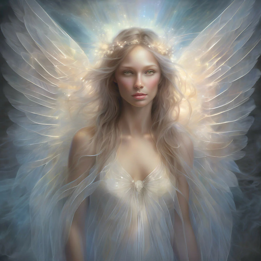 Captivating Ethereal Imagery: Woman with Striking White Wings