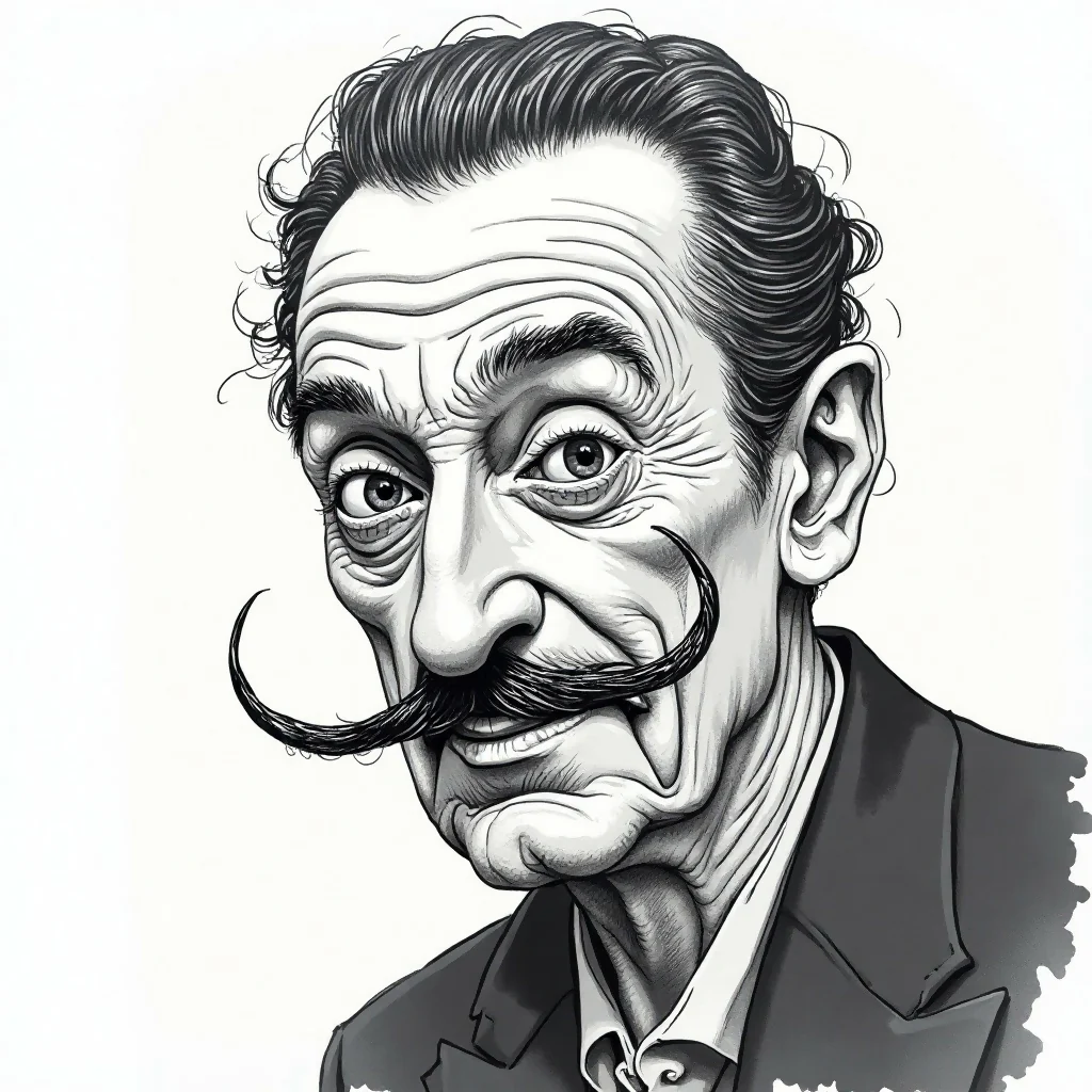Caricature Salvador Dalí