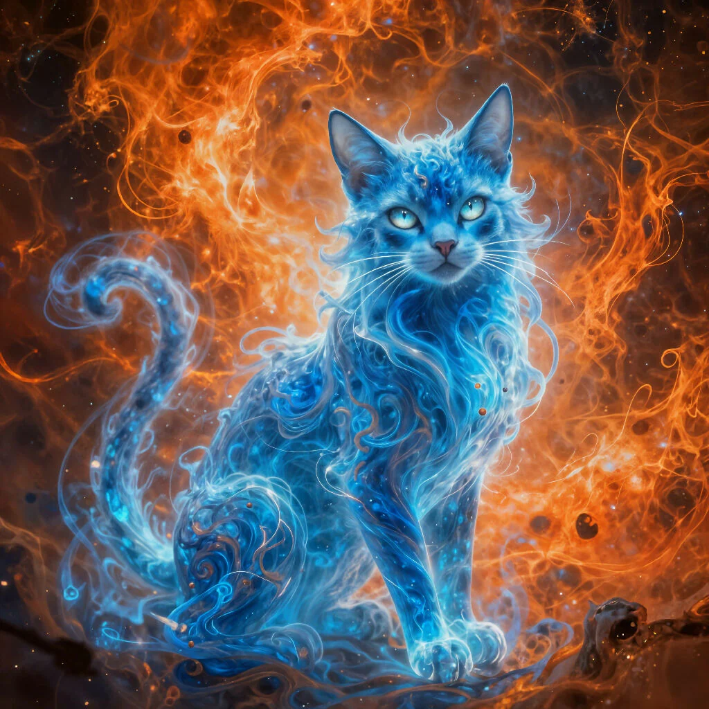 "Cat Flowing With Blue Energy"