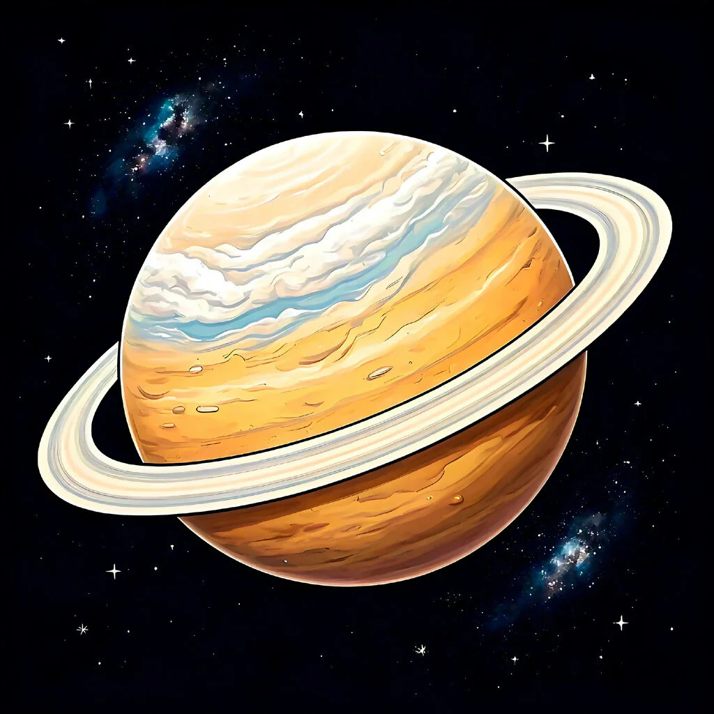 Celestial Majesty: Saturn in Abstract Cosmos